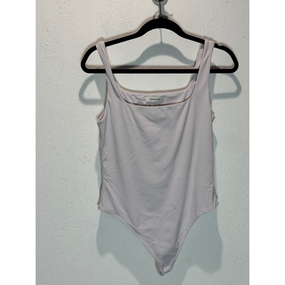 Aritzia Babaton Square Neck Bodysuit Sleeveless Thong Pink Large